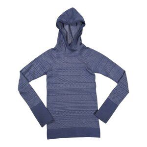 Lululemon Rest Less Hoodie Womens Size 2 Gatsby Blue Running Hiking Seamless